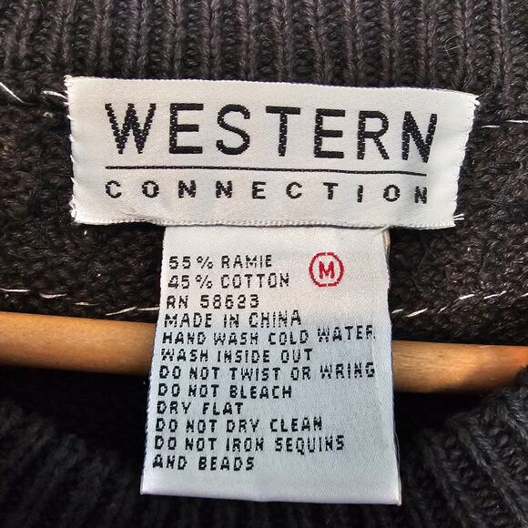 Vintage Beaded Sweater Womens Medium Black 90s Embellished Glam Whimsygoth Retro - Picture 9 of 9